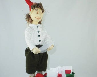 Art Doll-Carl the Elf OOAK Cloth Doll