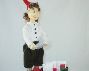 Art Doll-Carl the Elf OOAK Cloth Doll