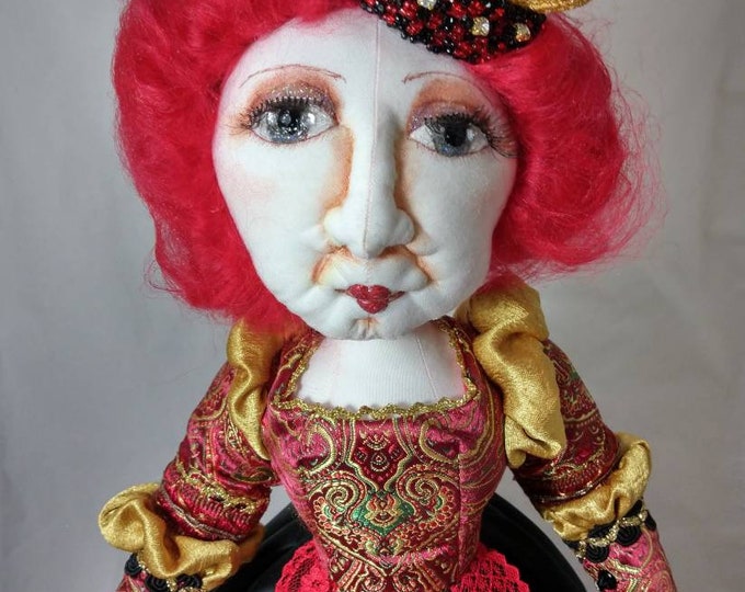 Art Doll-Queen of Hearts, an OOAK Cloth Art Doll