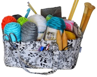 Stitch Happy Yarn Caddy - Storage Basket for Knitting and Crochet Supplies - Art Storage and Organization
