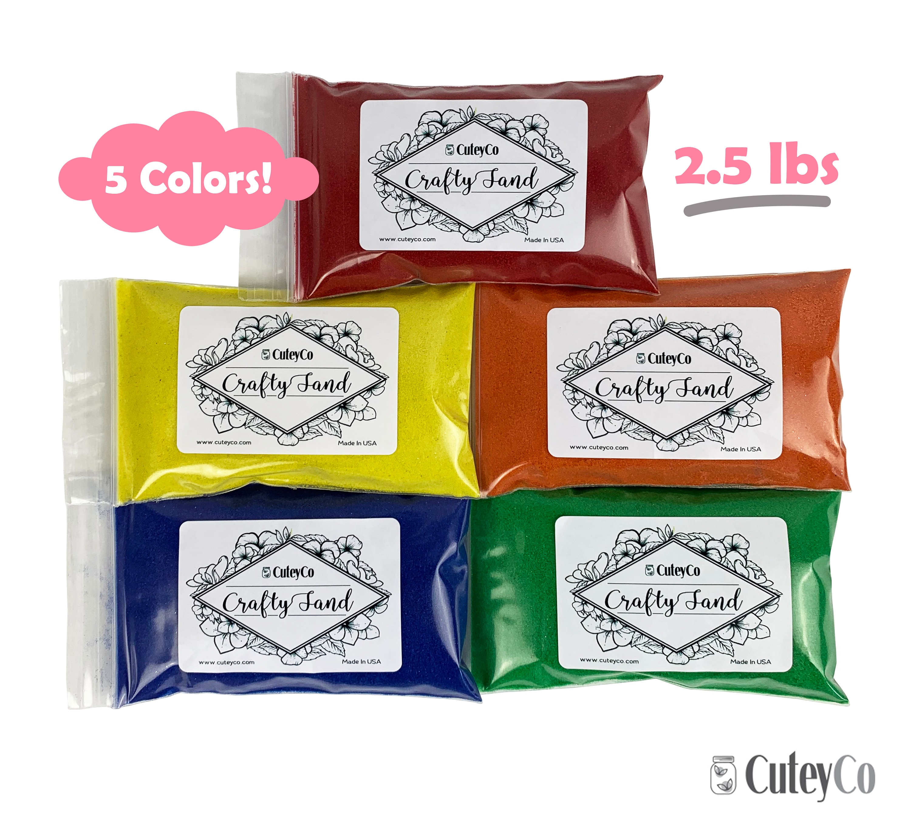 Cuteyco Crafty Sand Pack - 3 Colores: 3 Libras De Arena Arte | Cuotas