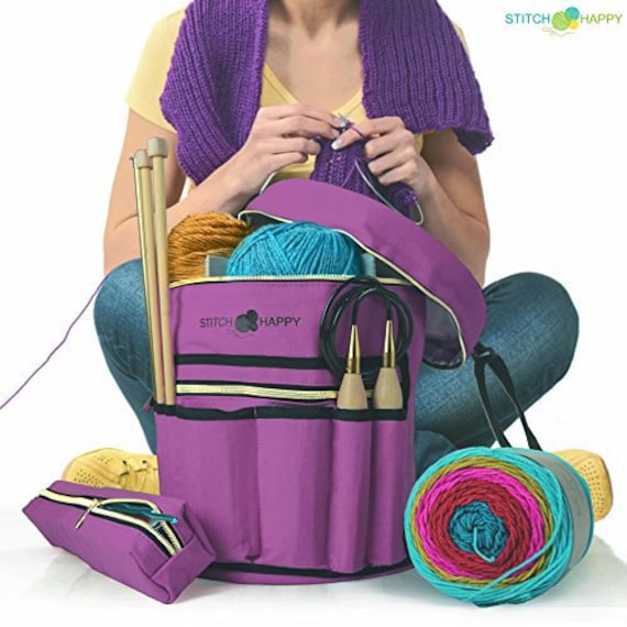 Yarn Storage Bag Round Crochet Sewing Needles Handbag Knitting Wool Yarn  Bags Organizer Weave Tools Accessories Bowl Crafts Tote