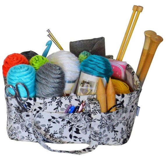 Stitch Happy Yarn Caddy Storage Basket for Knitting and Crochet Supplies  Art Storage and Organization 