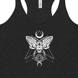 Witchy Moth Magic | Moth and the Moon | Women&#39;s Racerback Tank | Moth Tank Top | Cottage Core Vibes Tank Top