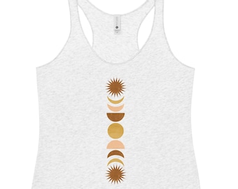 Boho Sun & Moon Racerback Tank | Celestial Yoga Top