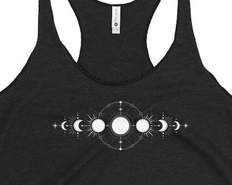 Boho Moon Phases Racerback Tank | Celestial Yoga Top