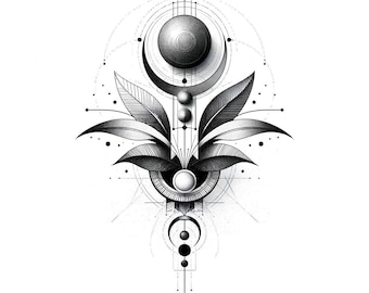 Zwart-wit muurdecoratie met heilige geometrie | Hemelse geometrie II | Printbare digitale download