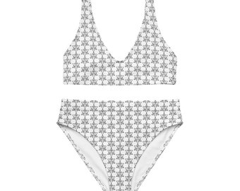 Merkaba Sacred Geometry High-Waisted Bikini, Spiritual Festival Swimwear