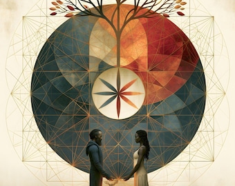 Muurdecoratie met de Levensboom in Heilige Geometrie | De Oogstgelofte | Printbare digitale download