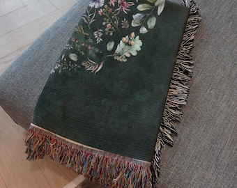 Pilz Webdecke | Cottagecore Decor, Überwurf aus Bio-Baumwolle