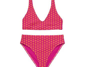 Phish Mexico Donut High-Waisted Bikini, Recycled Pink Orange Concert Swimwear