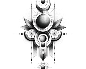 Zwart-wit muurdecoratie met heilige geometrie | Hemelse geometrie I | Printbare digitale download