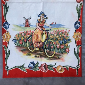 Vintage Kitchen Tea Towel, Dutch Home Decor, Country Farmhouse Kitchen Decor Textile Wall Hanging