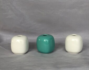 Mauve Porcelain Vase Aqua Vintage Andre Richard Blue White