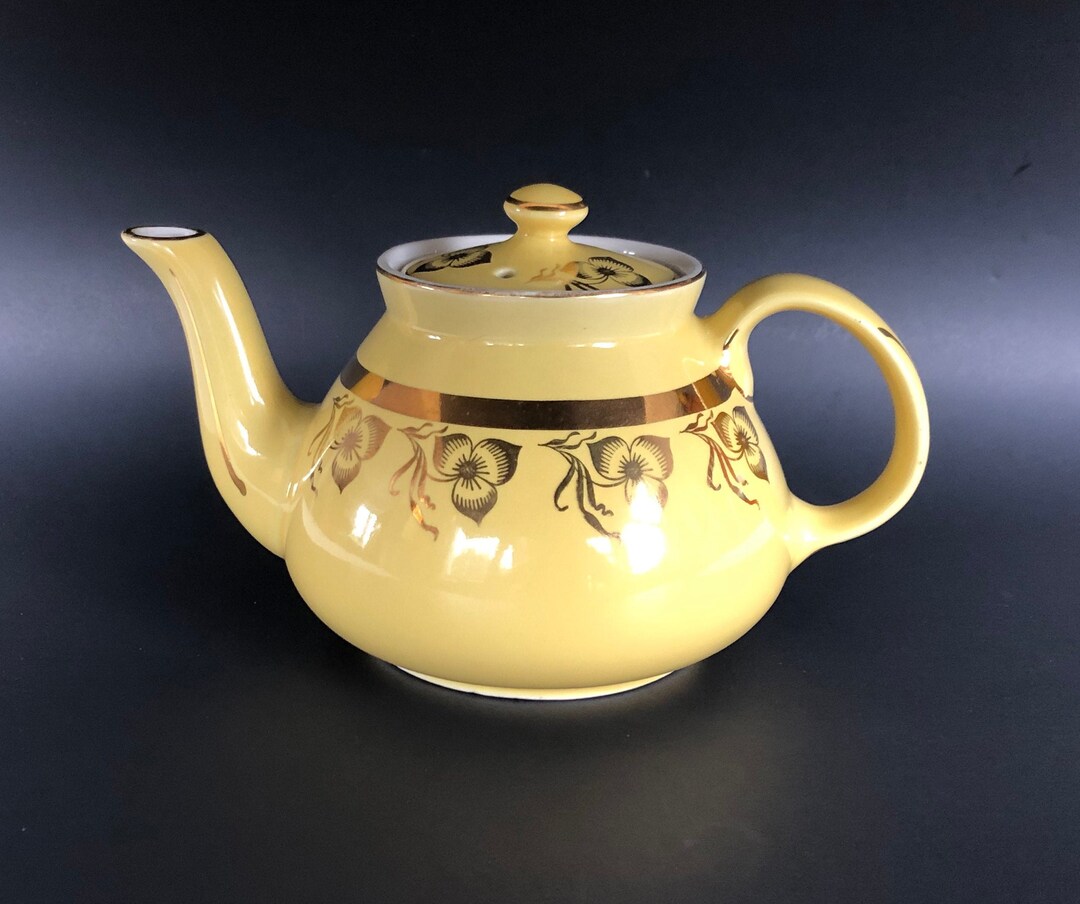 Vintage Hall Pottery Teapot, Modern Farmhouse Kitchen, Yellow Country Kitchen Decor Etsy
