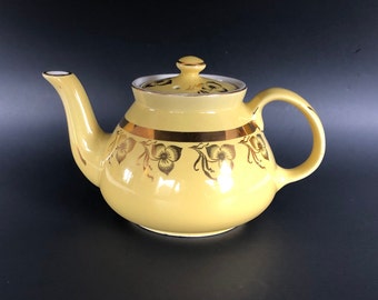 Vintage Hall Pottery Teapot, Modern Farmhouse Kitchen, Yellow Country Kitchen Decor