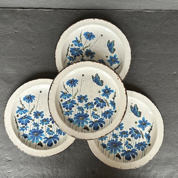 Stonehenge Midwinter Stoneware Dishes set of 4 Spring Pattern Vintage 1970s Plates for Retro Kitchen Decor