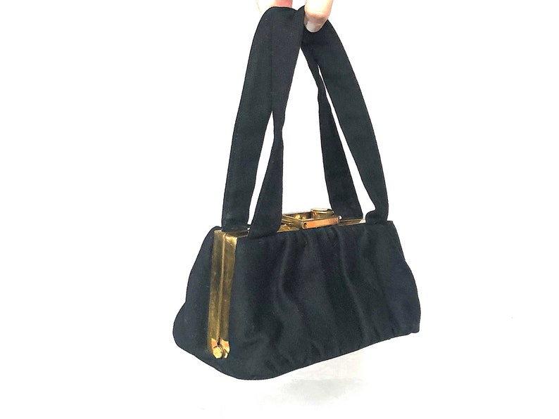 Retro Woman/'s Fashion Accessories 1950s Handbag Vintage Black Felt Handbag Ingber Purse Vintage Bag