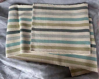 Vintage Green Striped Cotton Table Runner for Dining Room Home Decor