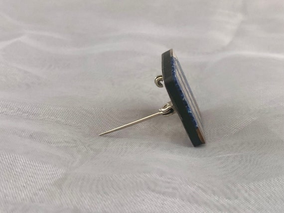 Vintage Mexican Silver & Lapis Lazuli Brooch Pin … - image 7