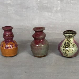 Miniature Art Pottery Vase Trio Set, Vintage Studio Art Pottery Decor for Shelf Accent image 5