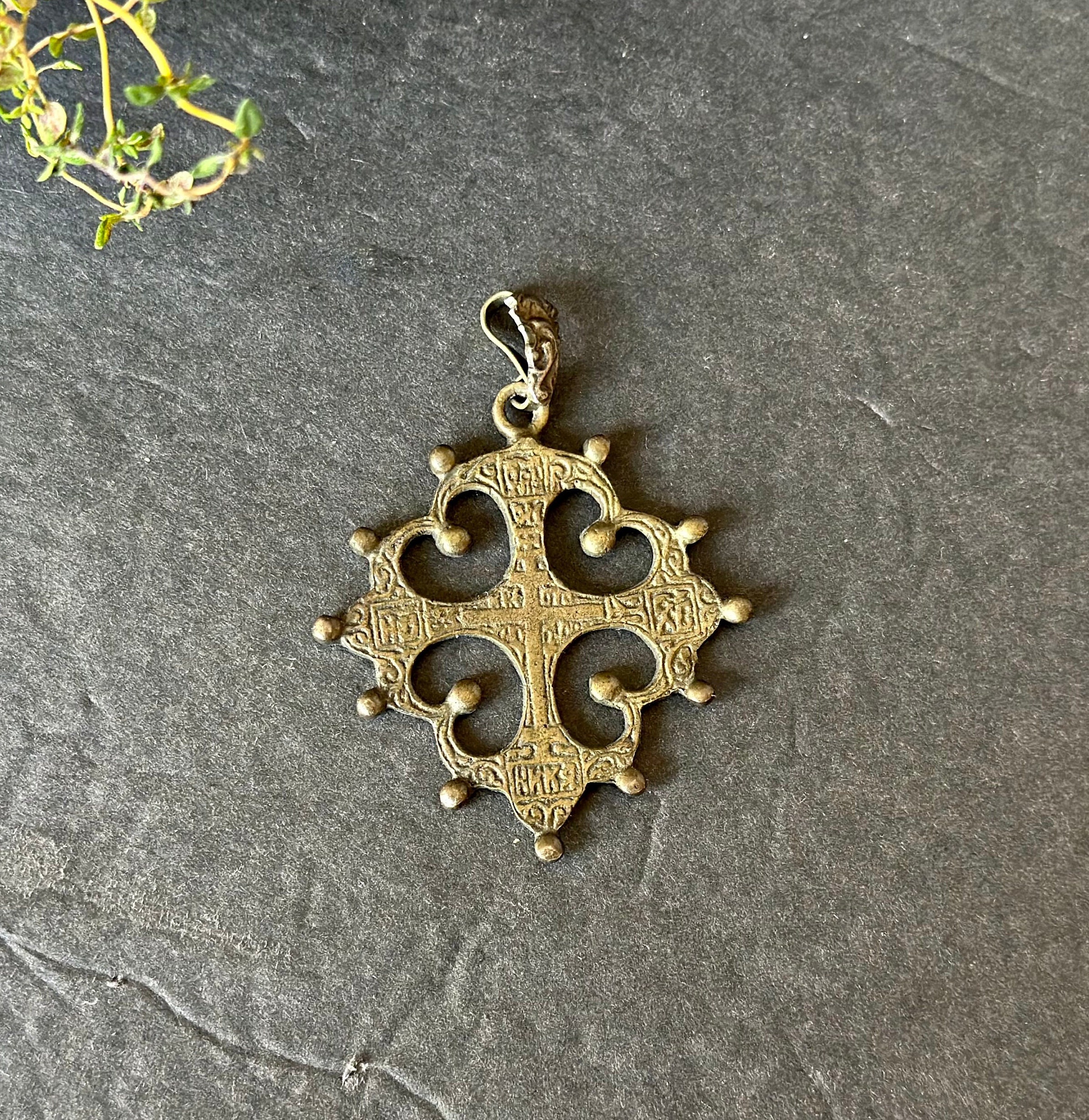 Antique Eastern Orthodox Cross Pendant Vintage Russian Old