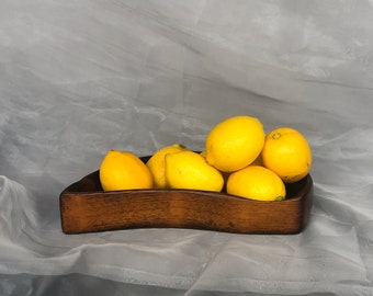 Tazón de madera tallado a mano vintage, tazón de fruta de pieza central de madera moderna para decoración de mesa, decoración orgánica moderna del hogar