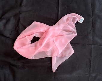 Vintage Pink Silk Scarf Ray Strauss for Bonwit Teller 1950s Fashion Barbie Pink Accessory