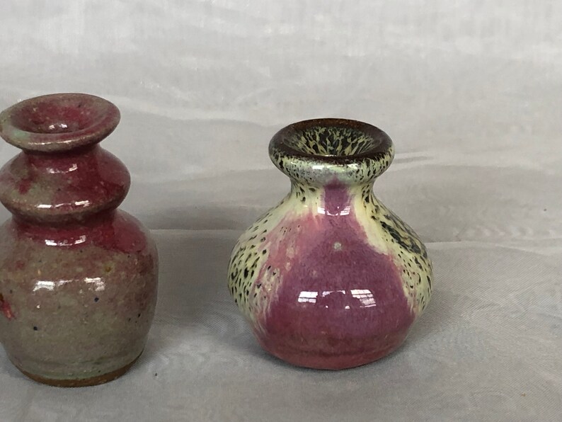 Miniature Art Pottery Vase Trio Set, Vintage Studio Art Pottery Decor for Shelf Accent image 4