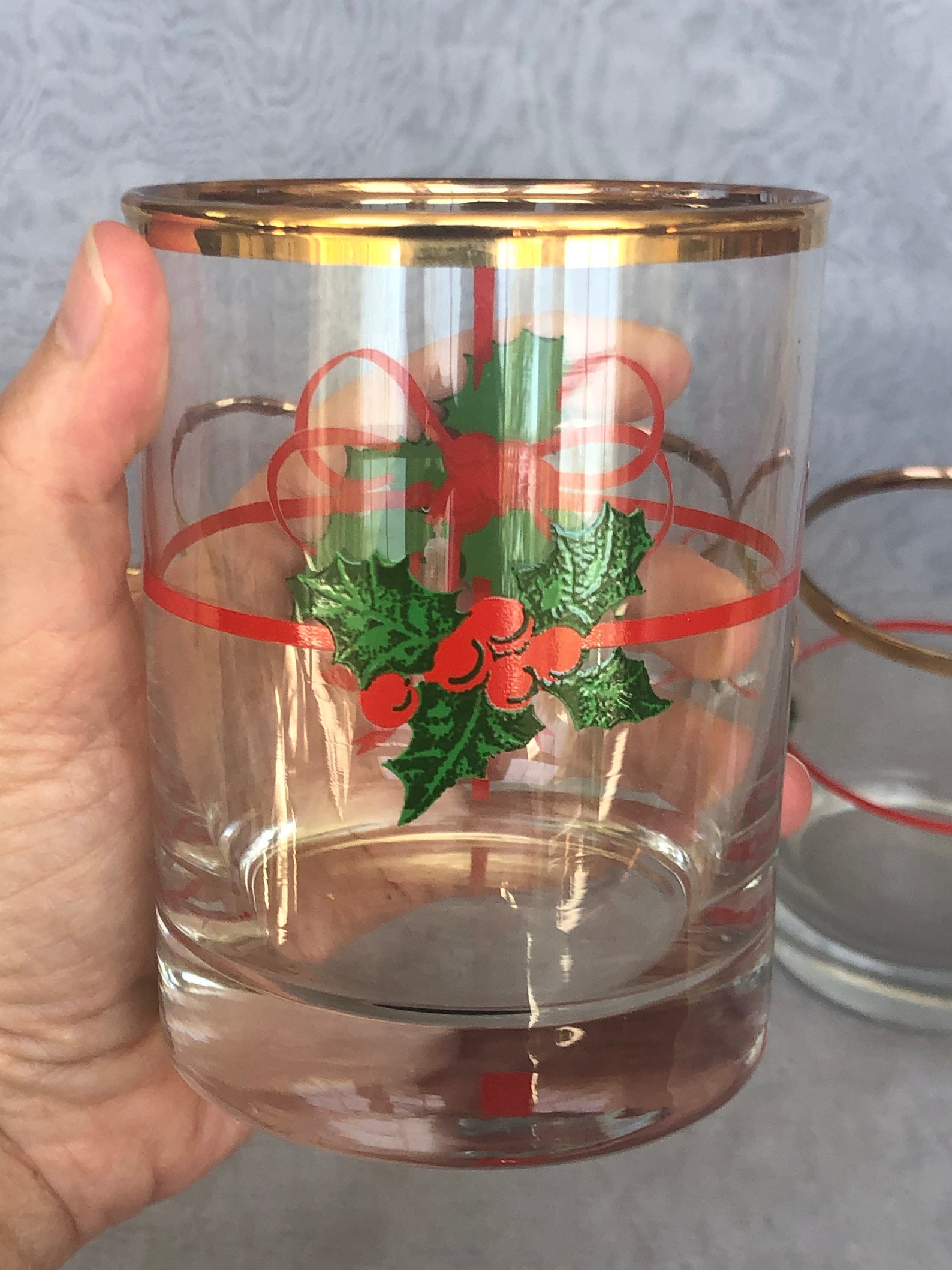 Vintage Christmas Glassware Set Holiday Low Ball Cocktail Etsy España