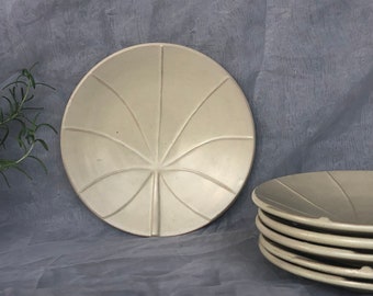 Vintage Nittsjö Sweden Palm Leaf Pottery Plates, Mid Century Modern Scandinavian Home Decor