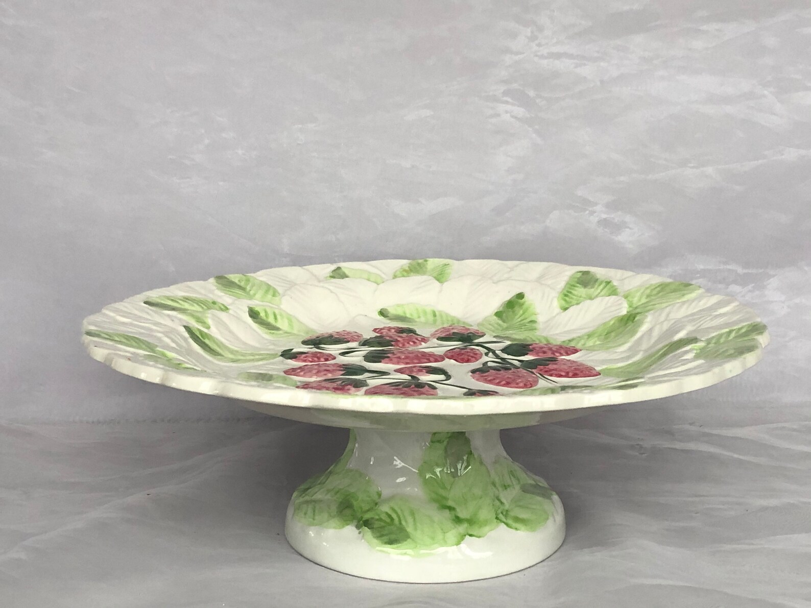Vintage Strawberry Pedestal Cake Stand Ceramic Cake Plate Etsy