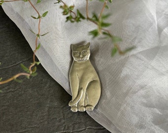 Vintage Cat Brooch Pin by Seagull Pewter Canada