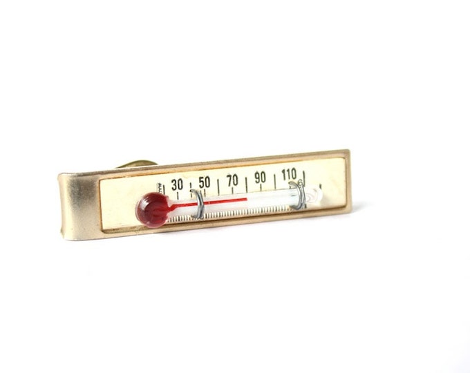 Tie Clip Vintage Thermometer Tie Clip Mens Jewelry Gold Tone Etsy