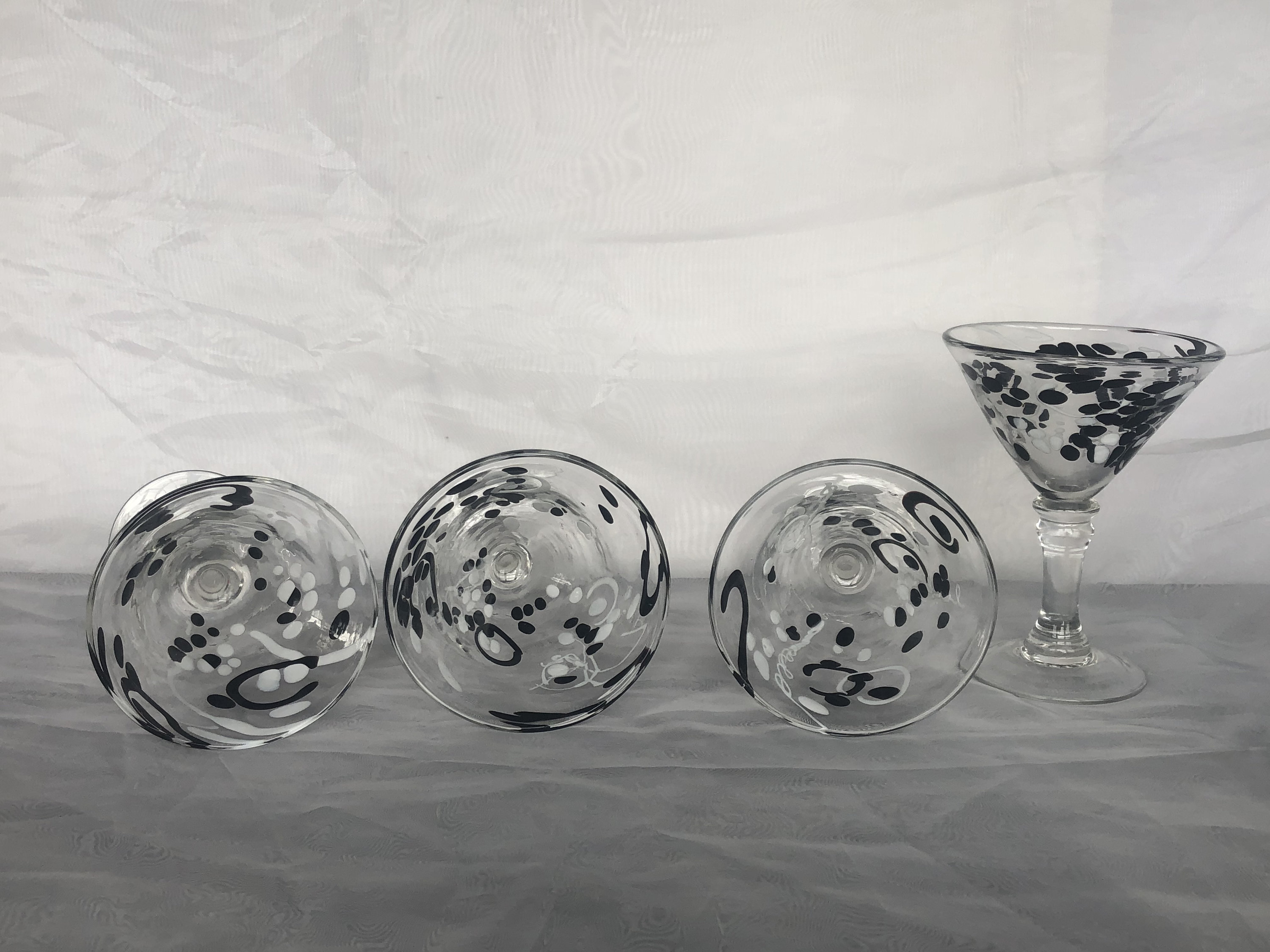 Home & Living Mid Century Hand Blown Martini Glasses Art Deco Glasses