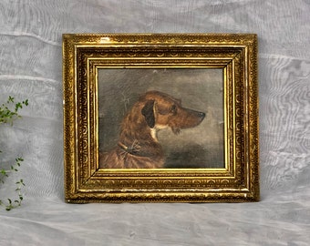 Original Oil Painting Dog Portrait by Edwin Loder of Bath (British, 1827-1885), 19th Century Terrier Dog Picture for Home Decor