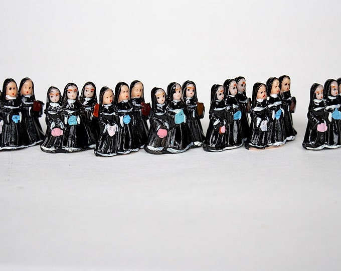 Nun Figurines Miniature Plastic Singing Nuns Vintage Craft Etsy