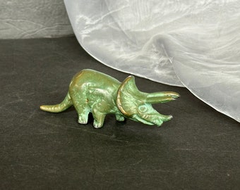 Vintage Miniature Dinosaur Figure SRG Bronze Dinosaur Triceratops Figurine Collectible Toy