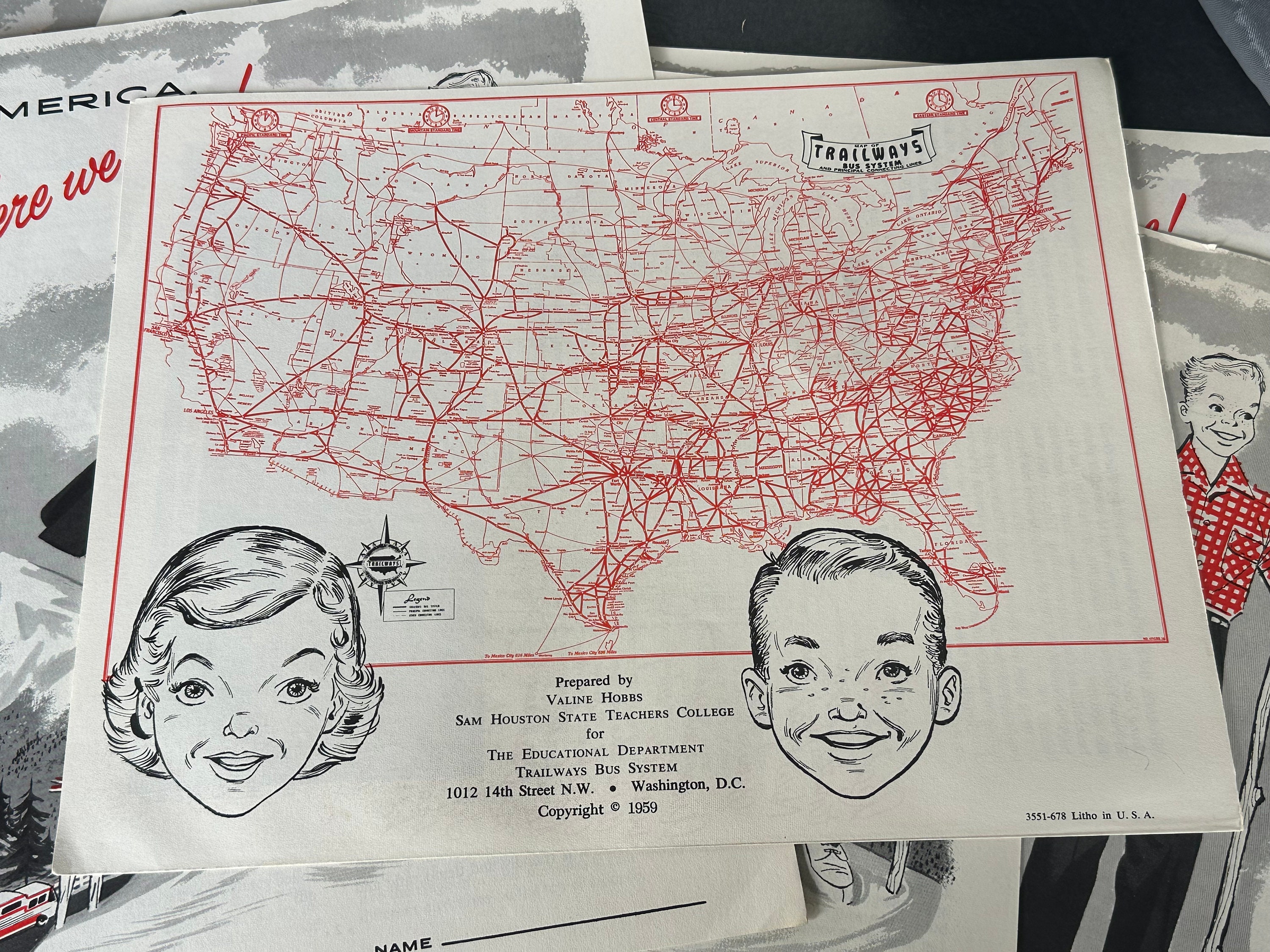 Trailways Bus Vintage Travel Memorabilia American Road Trip Etsy