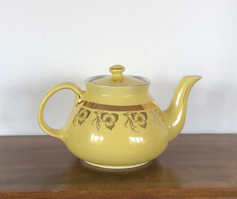 Vintage Hall Pottery Teapot, Modern Farmhouse Kitchen, Yellow Country