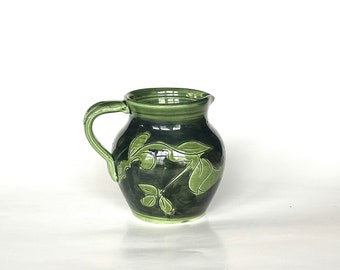 Vintage Green Italian Pottery Pitcher Decorative Ceramic Kitchen Shelf Decor