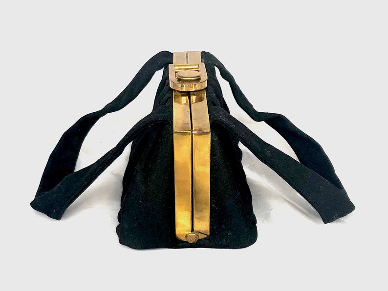 Retro Woman/'s Fashion Accessories 1950s Handbag Vintage Black Felt Handbag Ingber Purse Vintage Bag