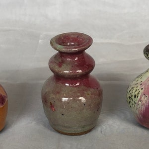 Miniature Art Pottery Vase Trio Set, Vintage Studio Art Pottery Decor for Shelf Accent image 3