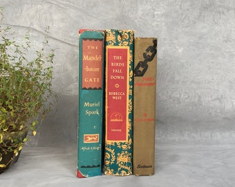 Vintage Book Bundle Set for Home Library Shelf Decor, Mandelbaum Gate Muriel Spark - Birds Fall Down Rebecca West - Paris Underground Shiber