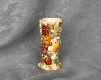 Vintage Ceramic Seashell Vase British Art Pottery Beach House Decor