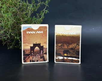 Vintage Pan Am Airlines Playing Cards Set of Two Decks of Cards Africa & Morocco Travel Souvenir Decor