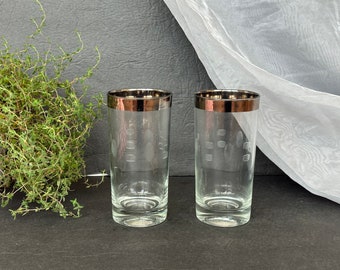 Mid Century Modern Highball Cocktail Drink Glasses set of 2 for Home Bar Cart Decor, Wedding Anniversary Gift