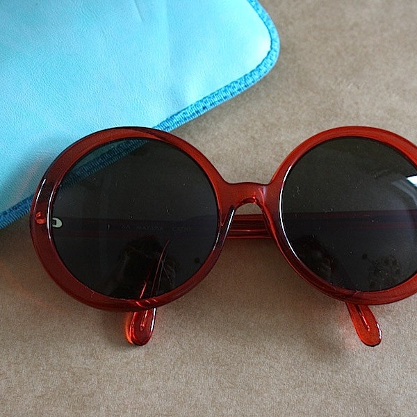 Vintage Sunglasses -- Large Round Frame Sunglasses -- May Eyewear -- Retro Eyeglasses