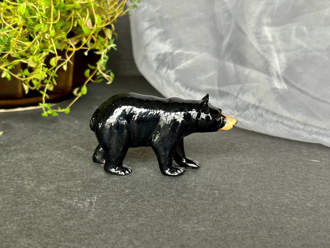 Vintage Miniature Ceramic Black Bear Figurine Rustic Cabin Etsy