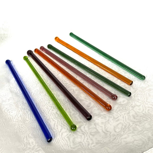 Vintage Colored Glass Drink Stirrer Swizzle Sticks for Home Bar Cart Decor